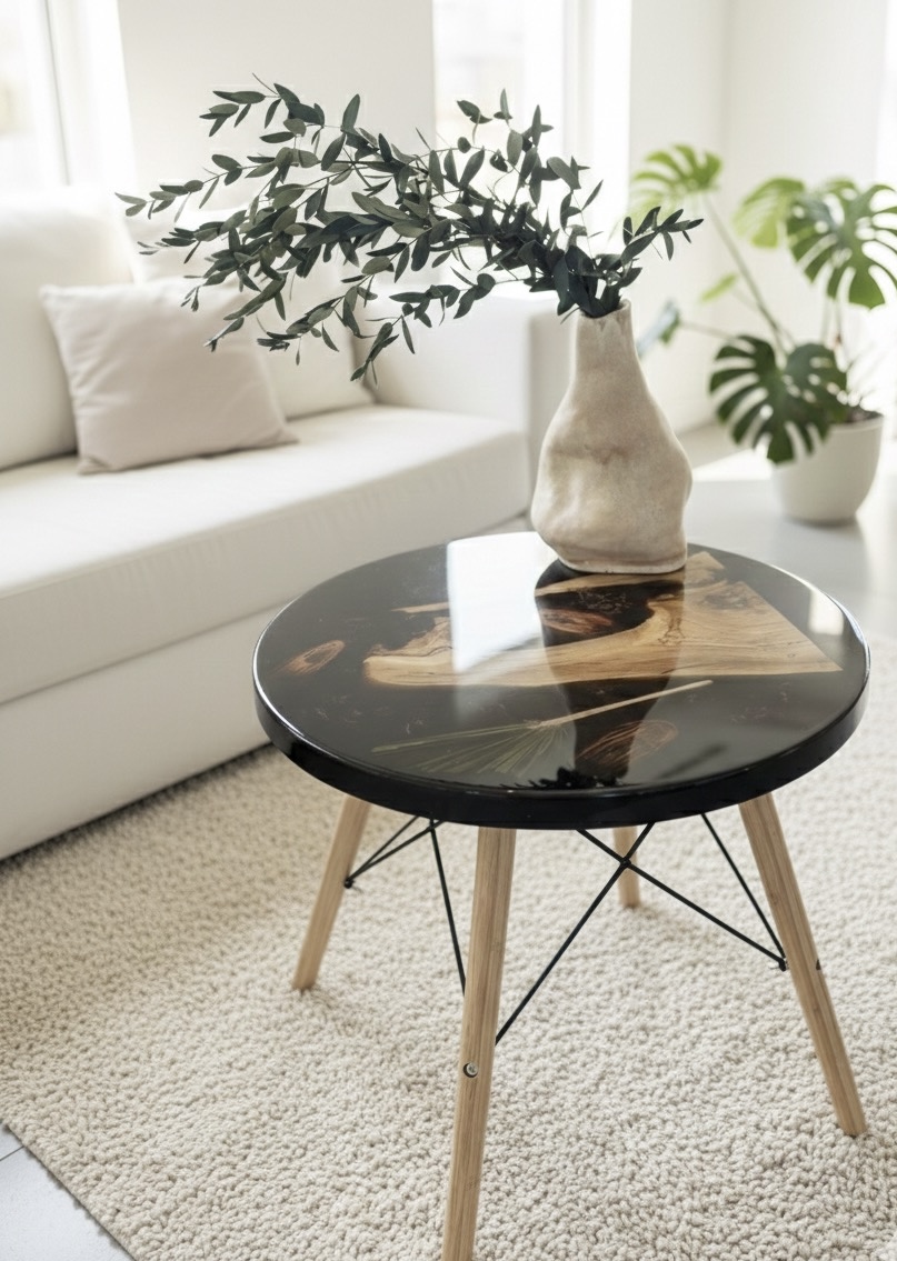 Epoxidový stôl s olivovým drevom a tropickými kvetmi - Tropic