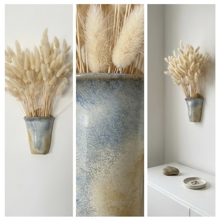 Ručne robená keramická váza na stenu „Ocean Mist“