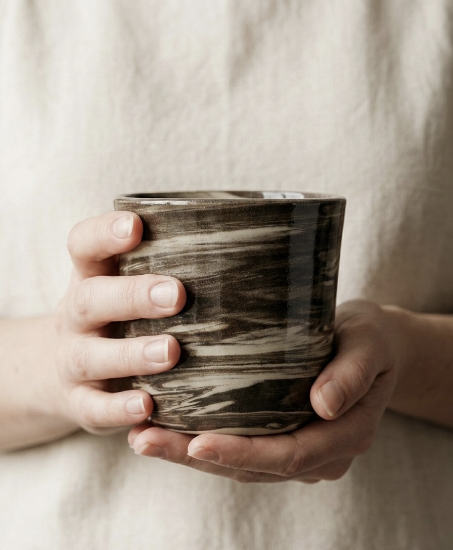 Dizajnová keramická váza Neriage – Ručne točená z 3 farieb hliny